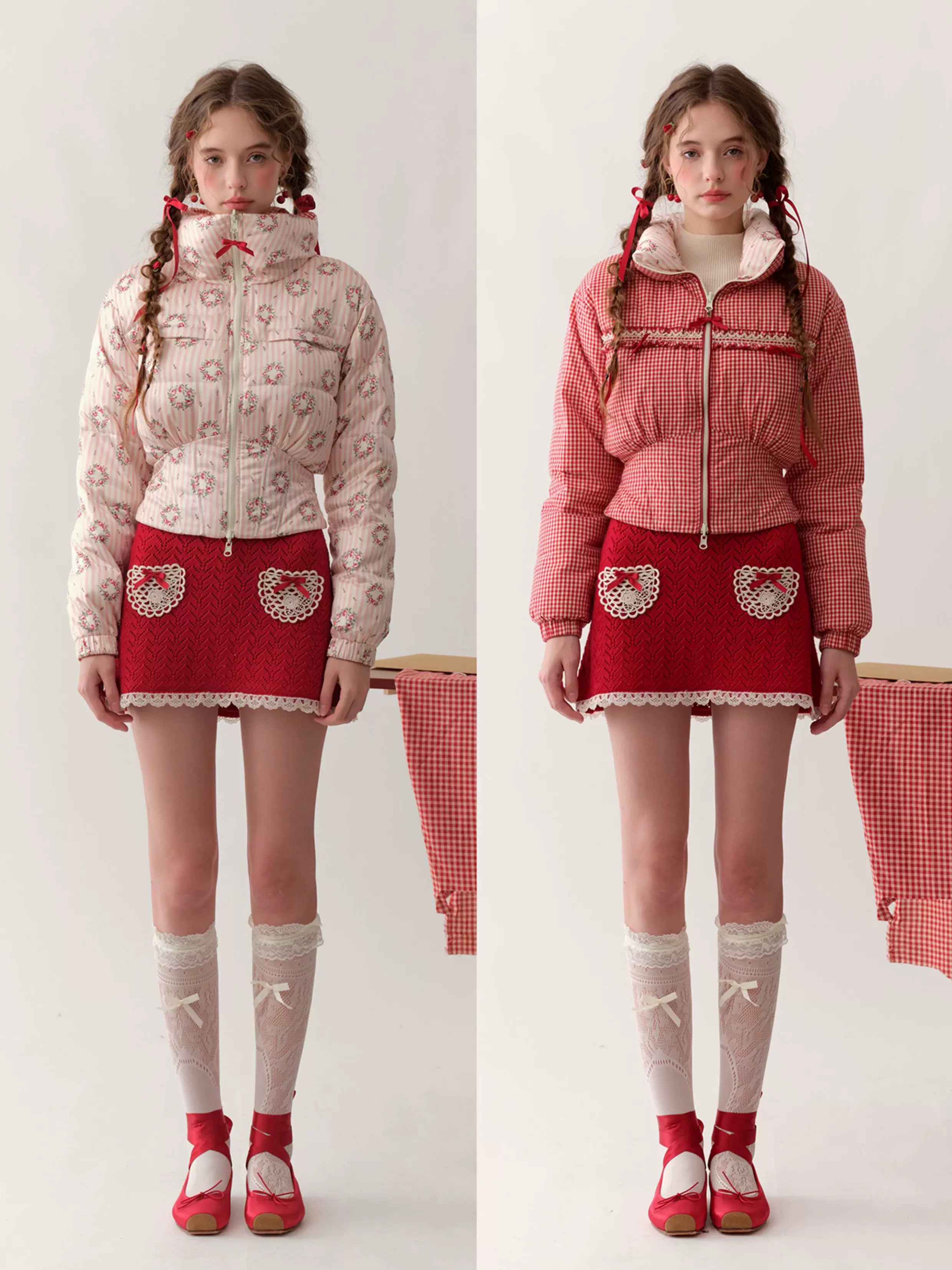 Berry Donut Reversible Cropped Down Jacket