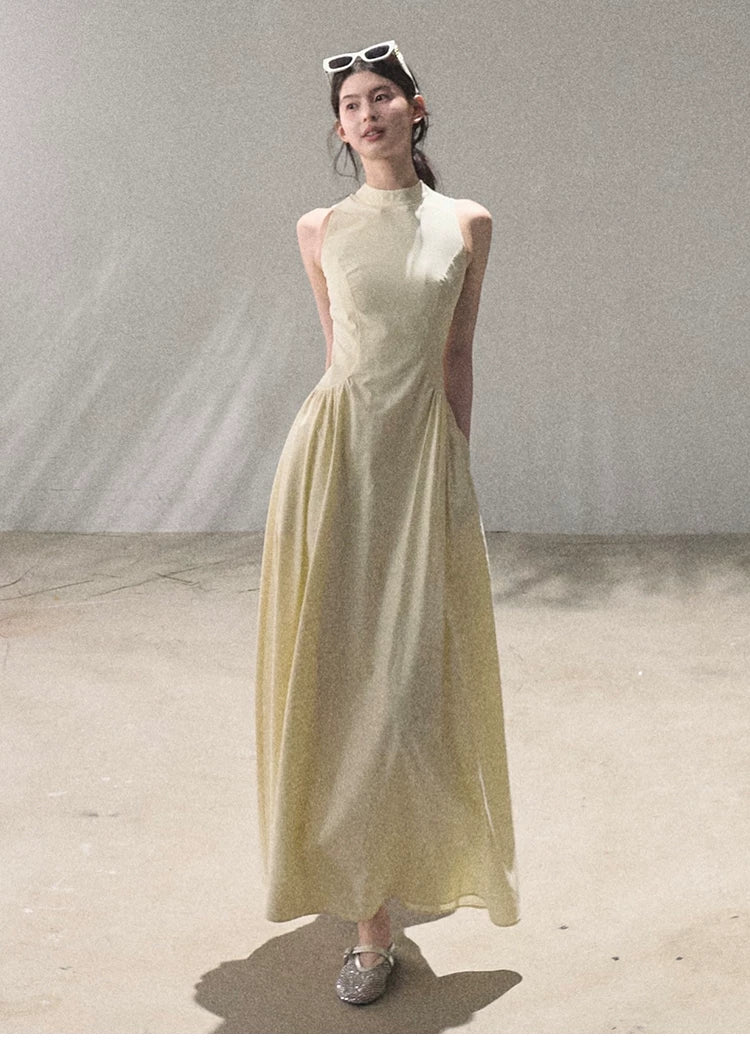 Vanilla Spring Halter Backless Dress