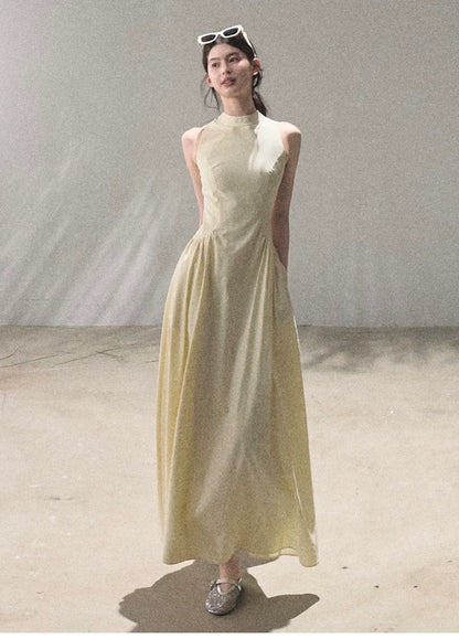 Vanilla Spring Halter Backless Dress
