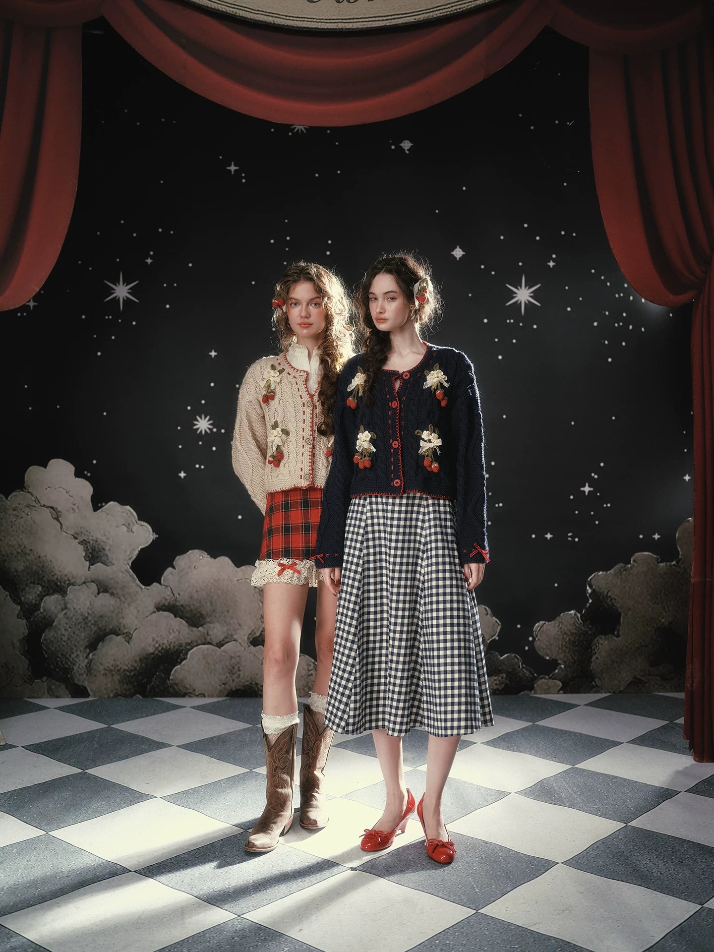 Christmas Night Corset Top &amp; Plaid Skirt Set