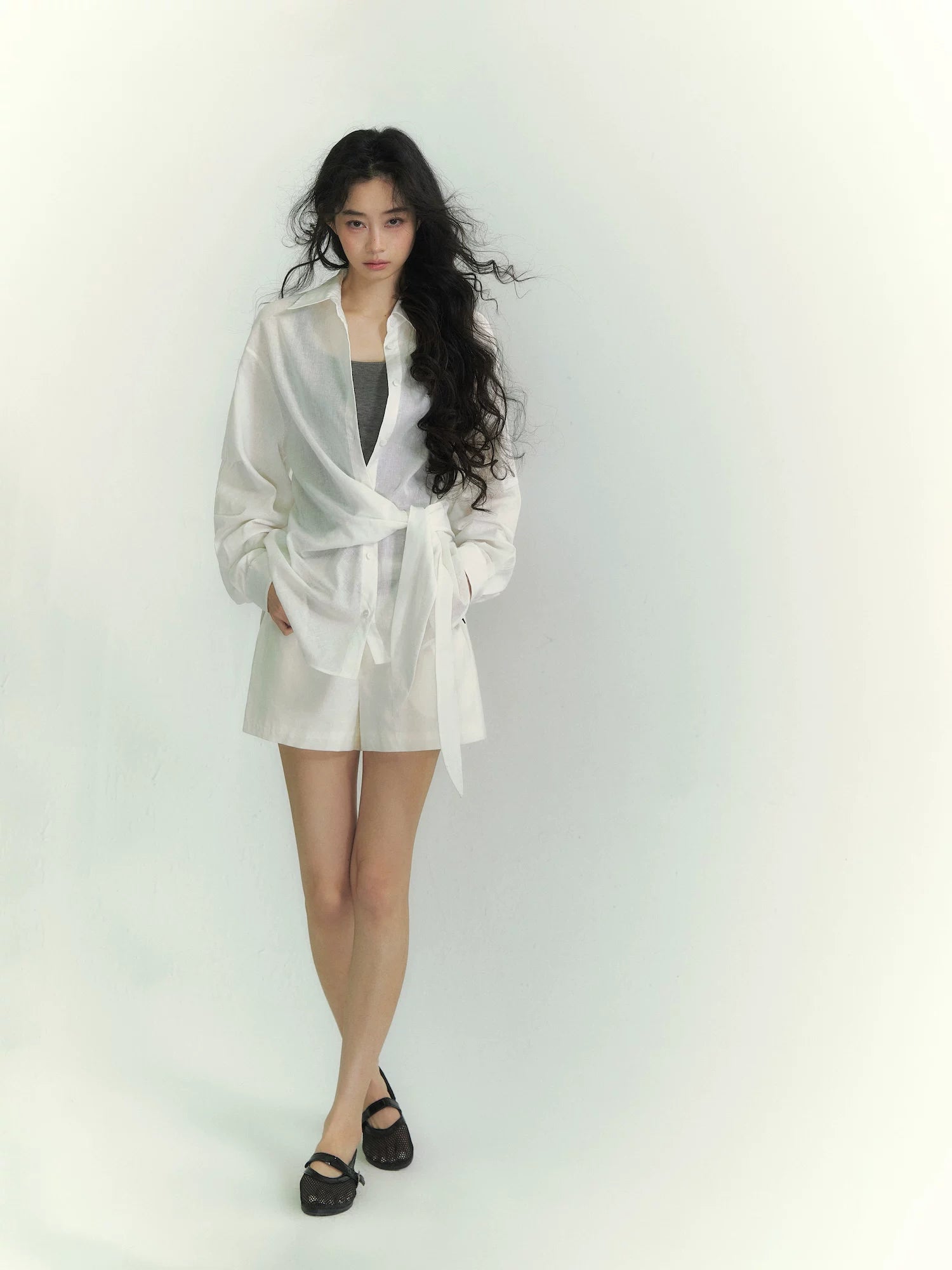 Airy Tie-Front Wrap Shirt