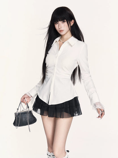 Japanese Striped Waist-Cinching Shirt