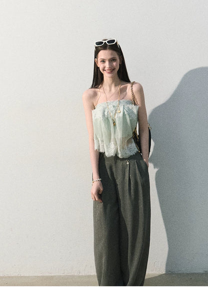 Quiet Fruit Lace Off-Shoulder Bandeau Bustier
