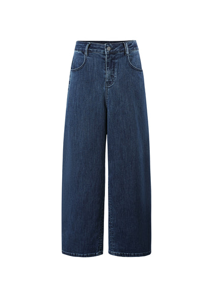 Classic Indigo High-Stretch Wide-Leg Jeans