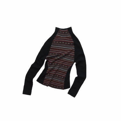 Fair Isle Raglan Knit Turtleneck Sweater