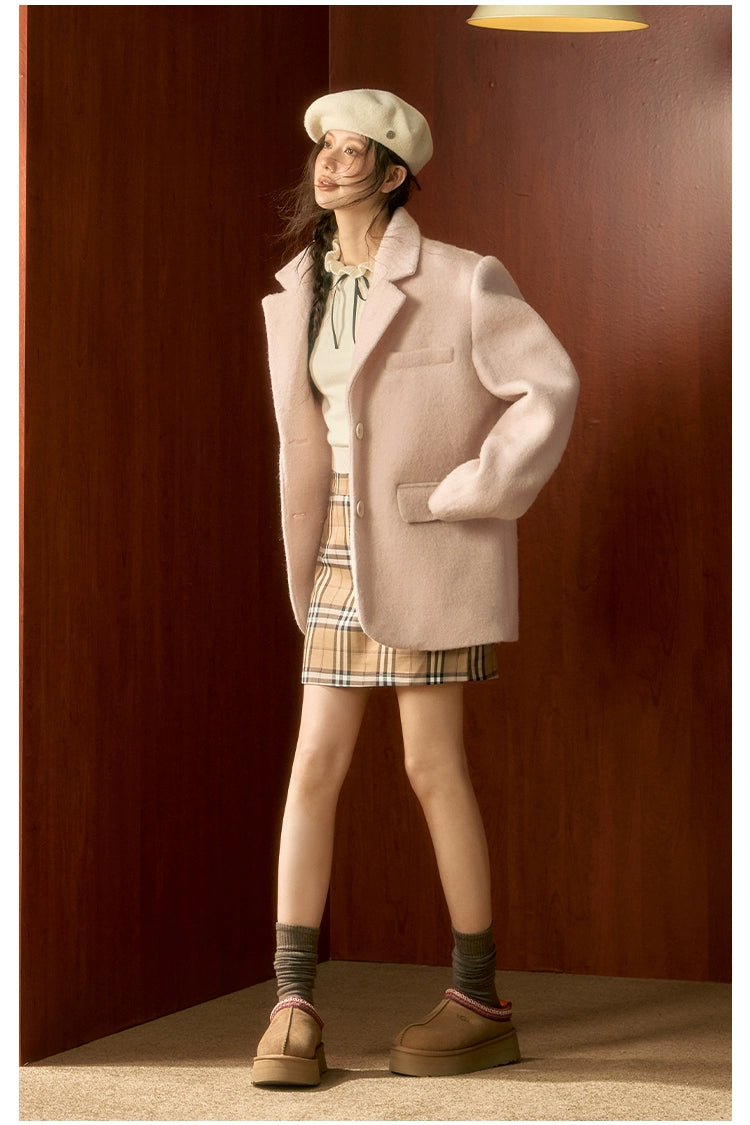 Pink Wool Blazer Jacket - CHINASQUAD