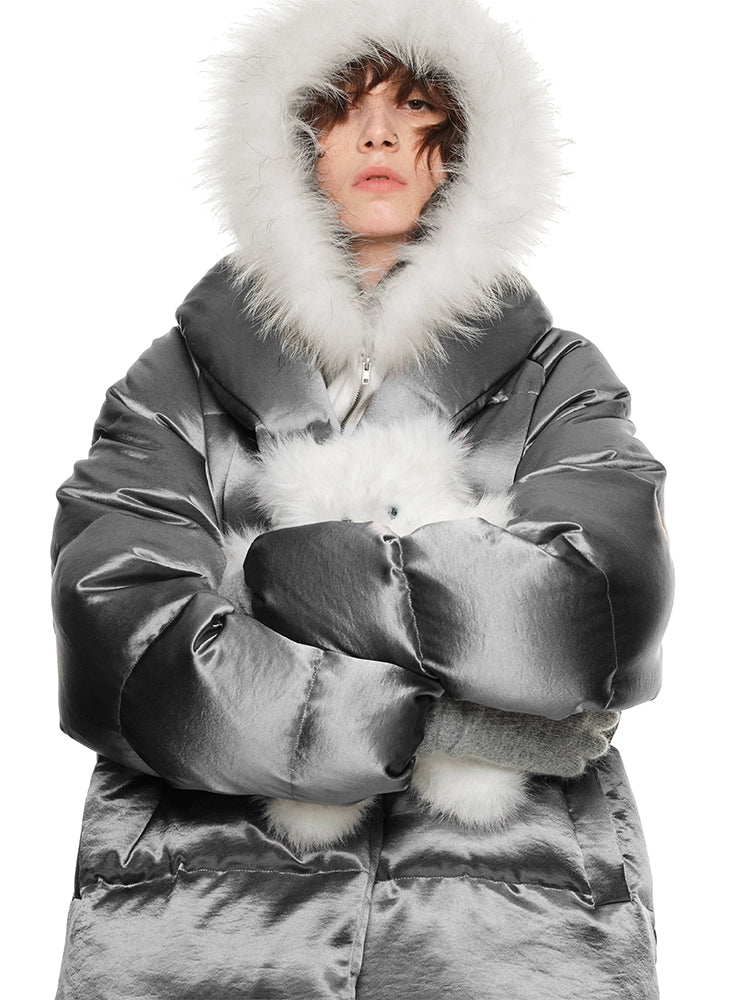 公式【1JINN STUDIO】 Silver Satin Oversized Down 1JINN STUDIO Silver Satin Oversized Down – CHINASQUAD