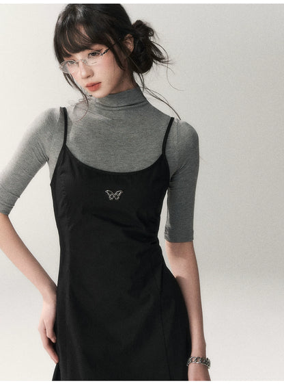 Minimalist Cotton A-Line Slip Midi Dress
