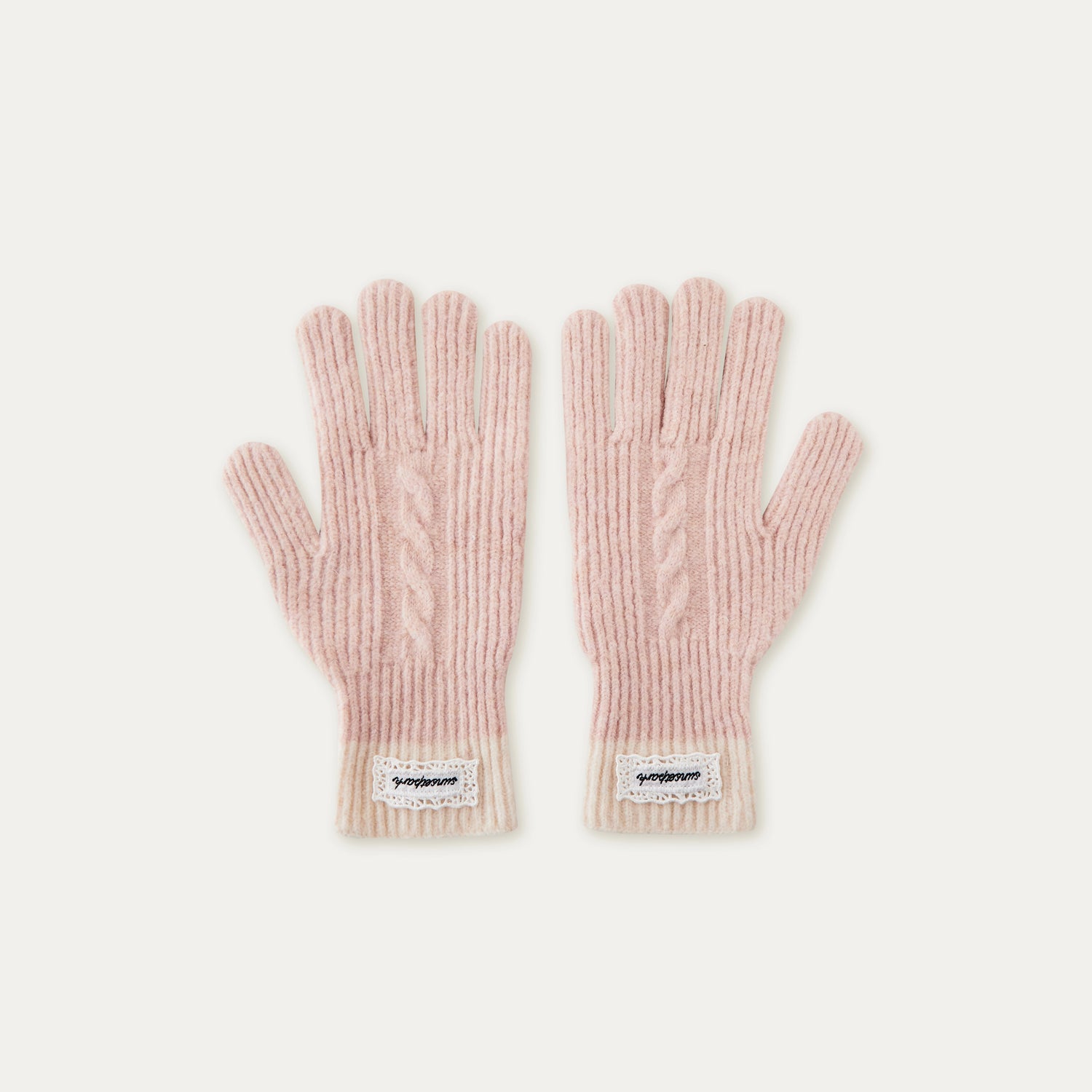 “A Girl’s Prayer” Cream Knit Textured Winter Gloves