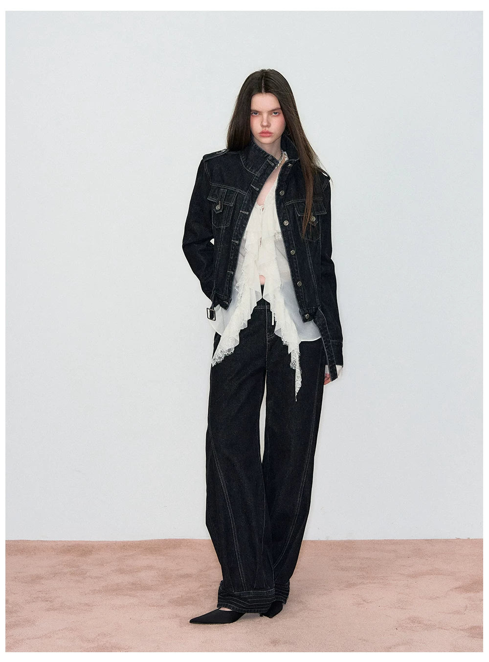 Deconstructed Patchwork Straight-Leg Denim Jeans