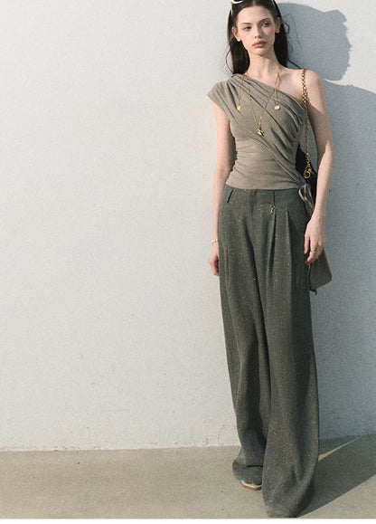 White Jade Asymmetric Draped T-Shirt