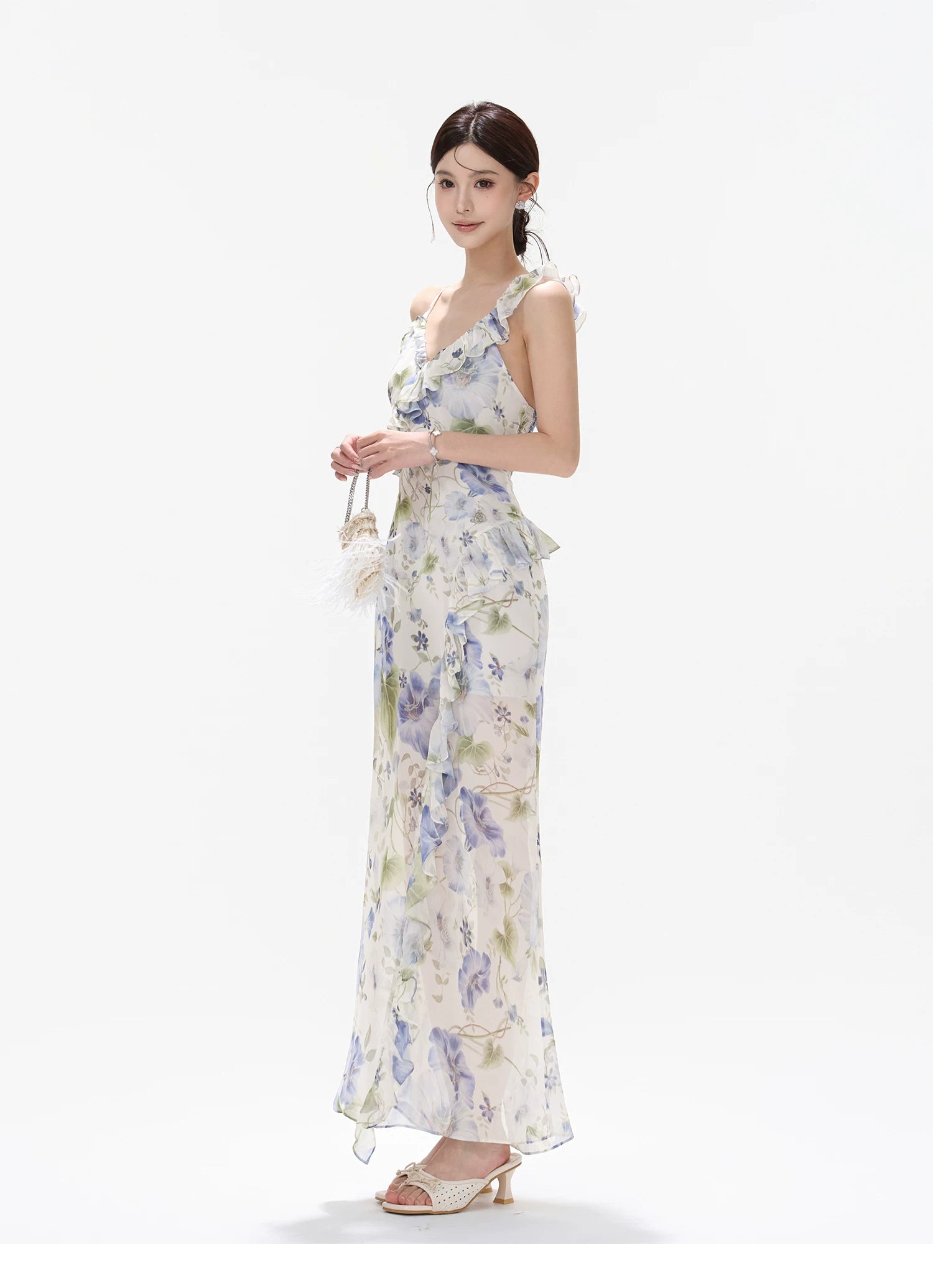 Morning Glory Dream Ruffle Chiffon Maxi Dress
