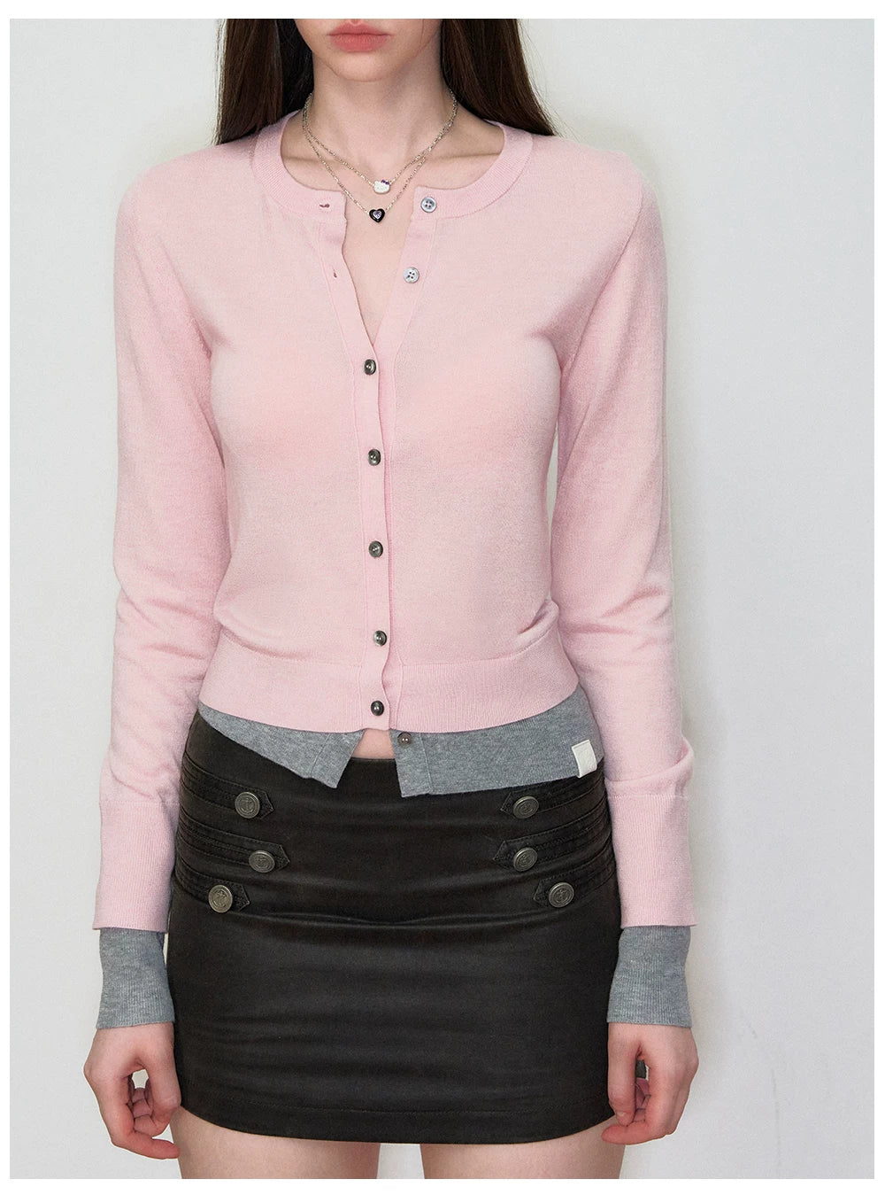 Patchwork Fitted Wool Knit Cardigan