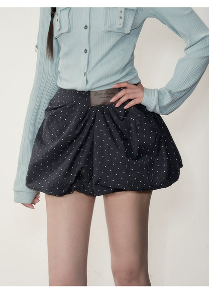 Khaki Petal-Pleat A-Line Skirt