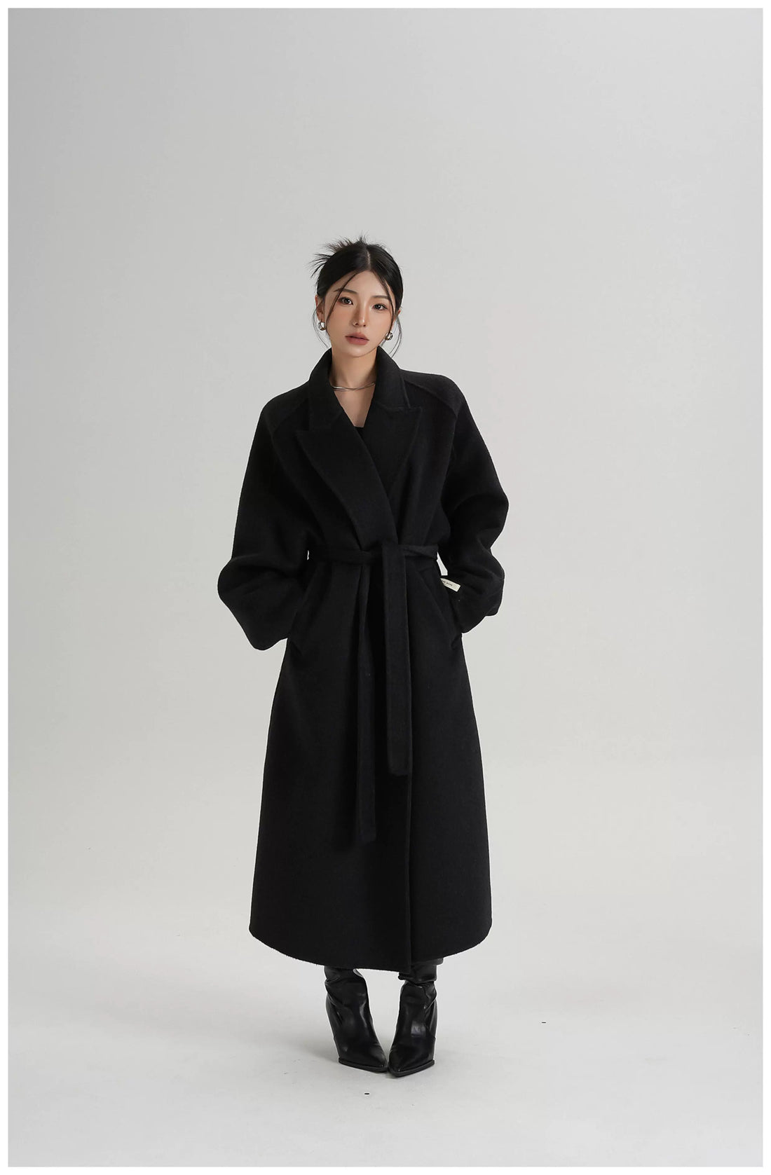 Tie-Belt Long Wool Coat