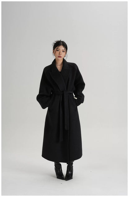 Tie-Belt Long Wool Coat