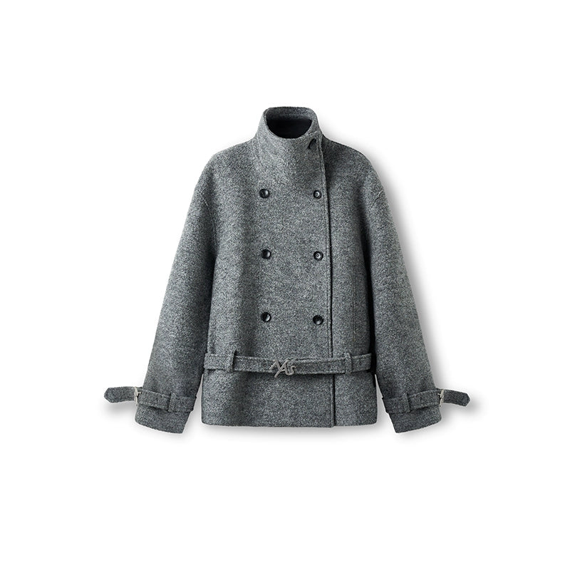 &quot;Djembe Series&quot; 90% Wool Bouclé Layered-Collar Wool Jacket