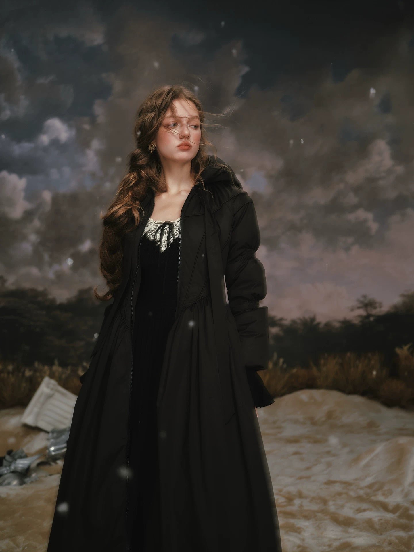 French Tailored Long Black Down Coat