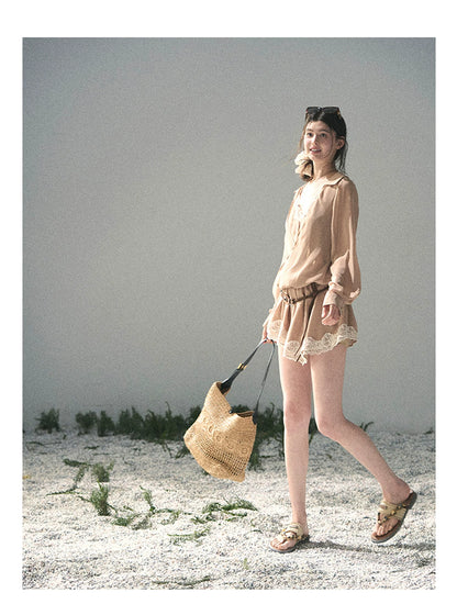 French Lace Belted Mini Dress