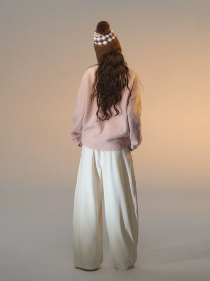 Fleece Curved-Leg Relaxed Pants