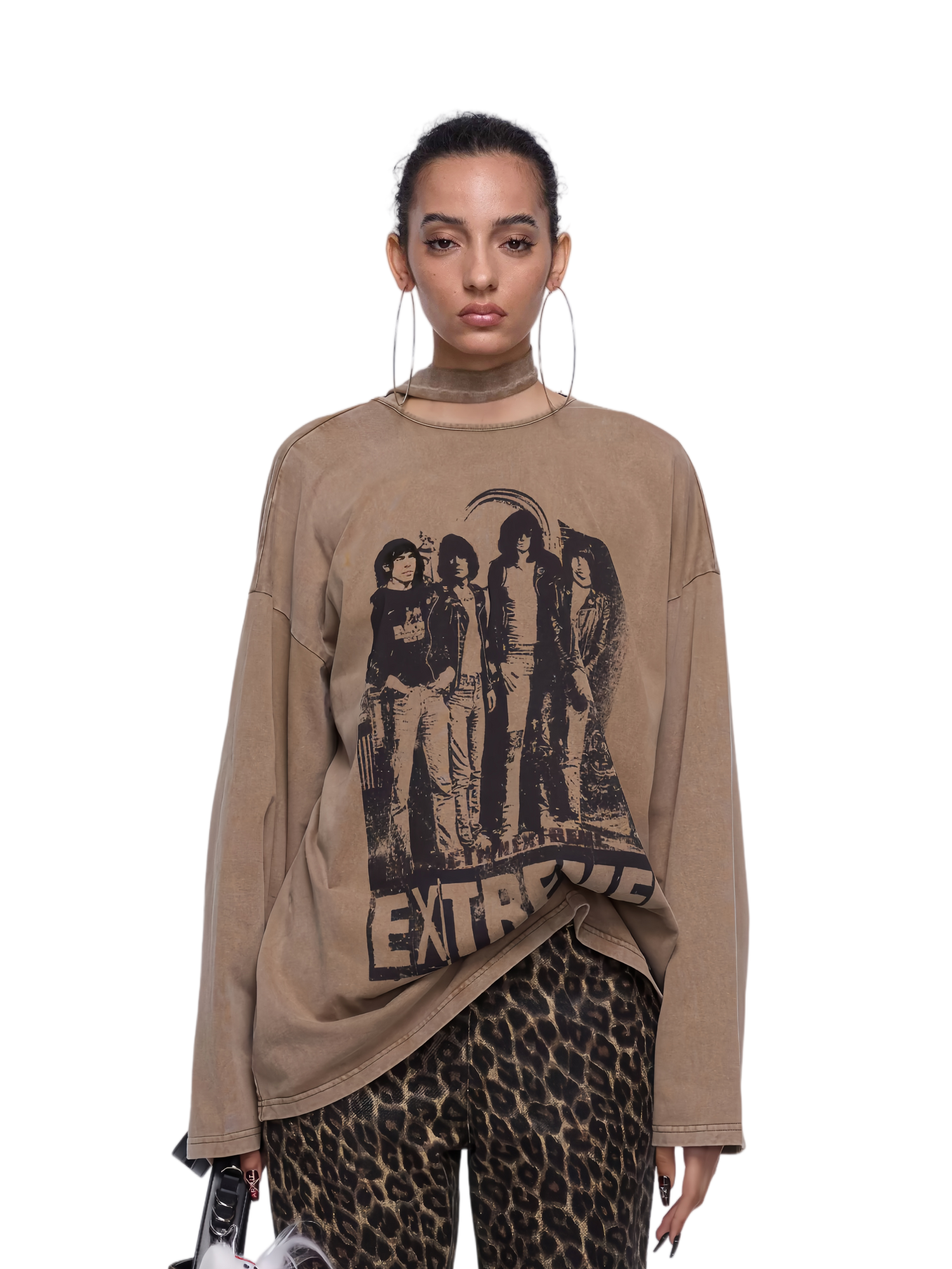 24ANS Washed Portrait Print Long Sleeve T-Shirt – T-Shirts &amp; Polos