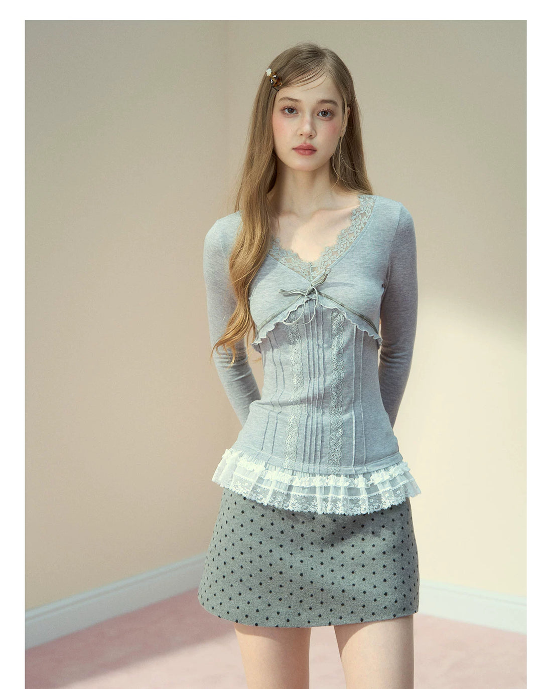 Wool Polka Dot A-line Mini Skirt - CHINASQUAD