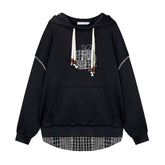 Fake Two-piece Apple Appliqué Layered Hoodie - CHINASQUAD