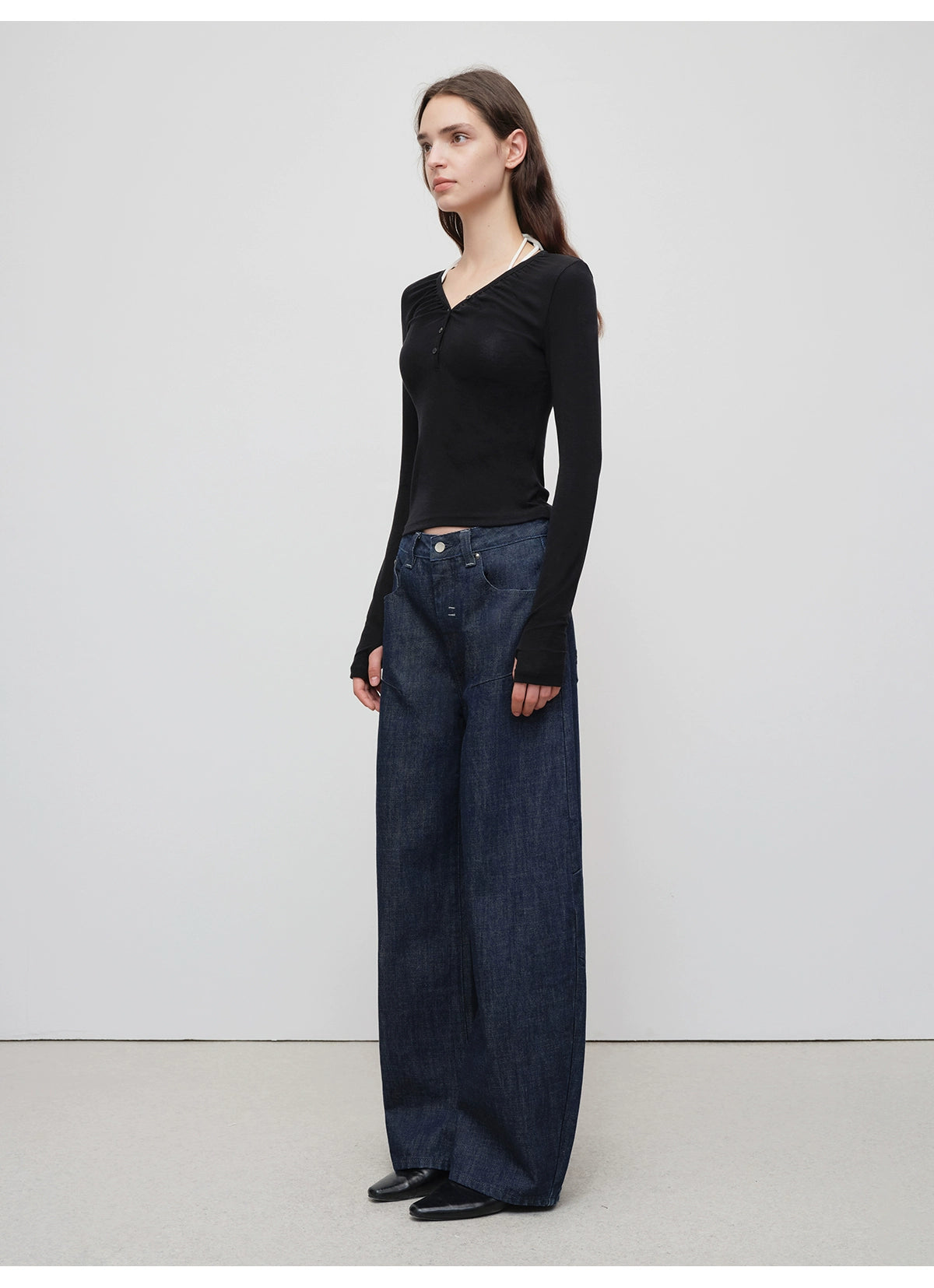 Chitu Pleated Washed Denim Jeans