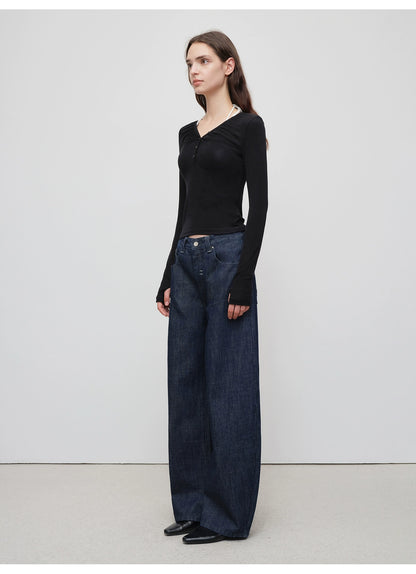 Chitu Pleated Washed Denim Jeans