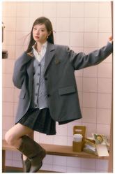 Gray Loose Suit Jacket - CHINASQUAD