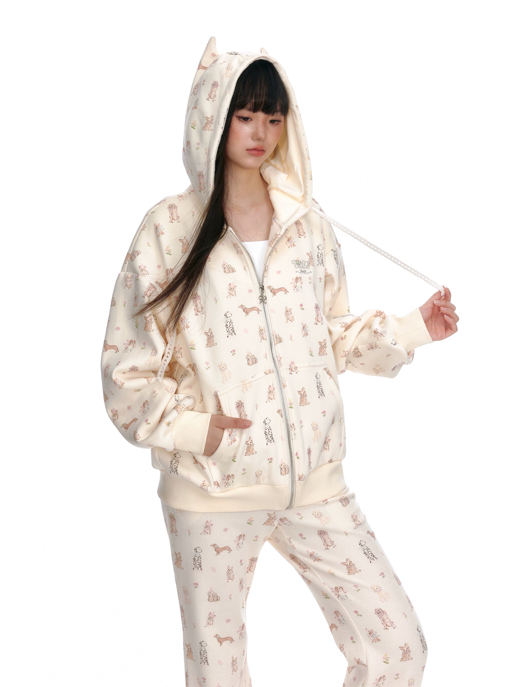 Dog Print Knit Lounge Set