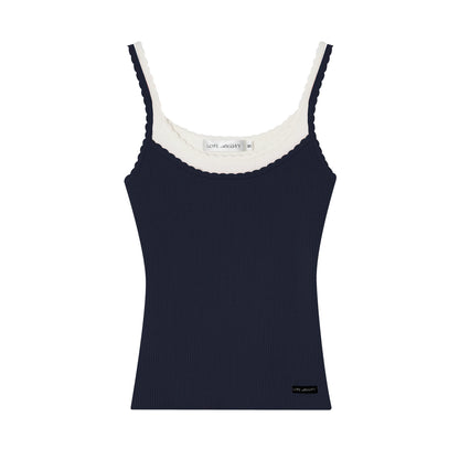Wave-Edge Layered Knit Camisole