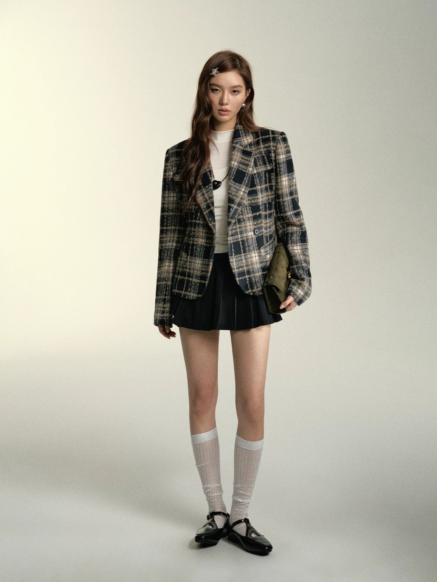 Plaid Fitted Blazer - CHINASQUAD