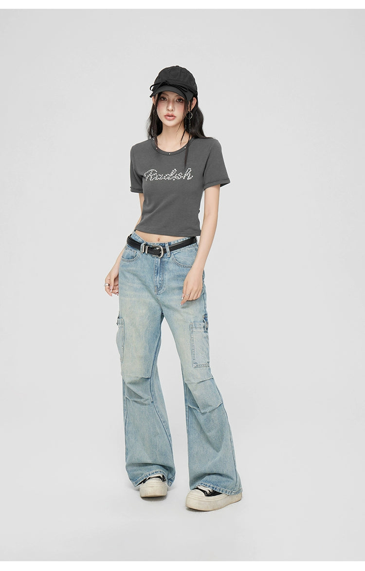 Retro Pleated Wide-Leg Jeans - CHINASQUAD