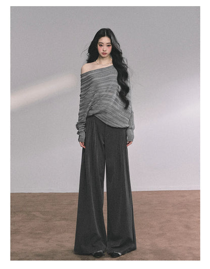 French Asymmetric Cut-Out Knit Sweater