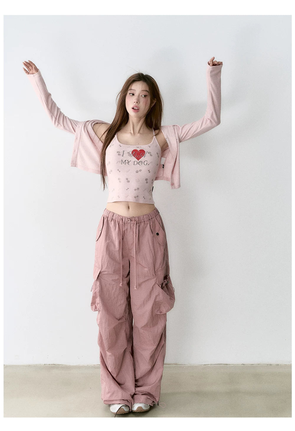 Mesh Pocket Cargo Wide-Leg Pants