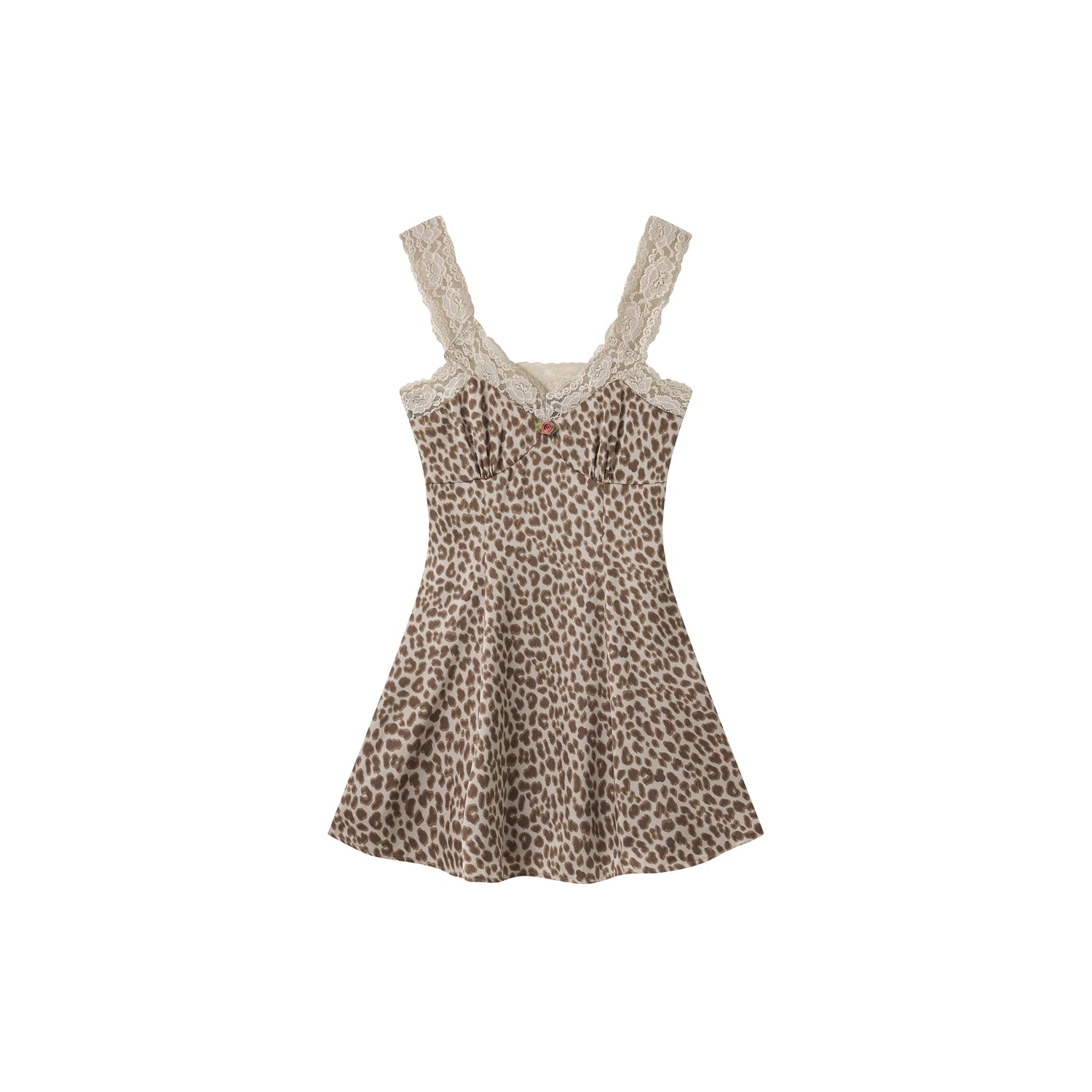 Vintage Leopard Lace Slip A-Line Mini Dress