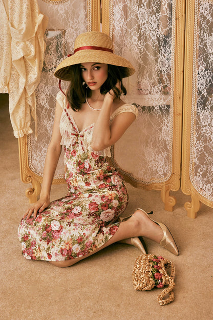 Vintage Romantic All-Over Peony Textured Dress