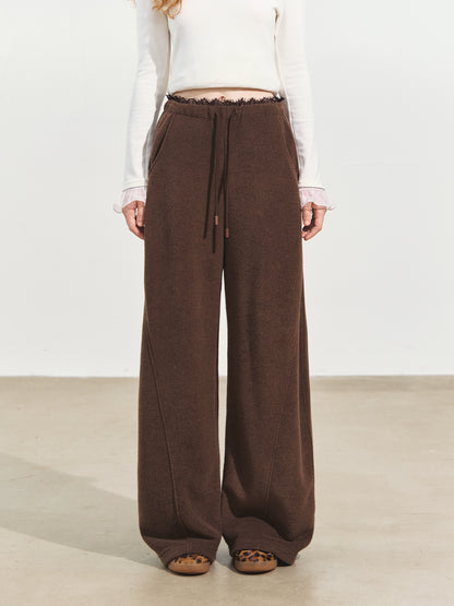 Plush Terry Fleece High-Neck Zip-up Sweatshirt &amp; Banana Pants Set