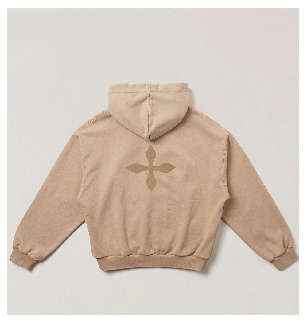 Cross Emblem Oversized Zip-up Hoodie