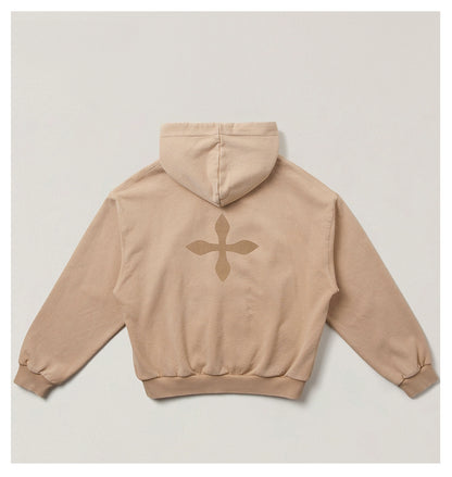 Cross Emblem Oversized Zip-up Hoodie