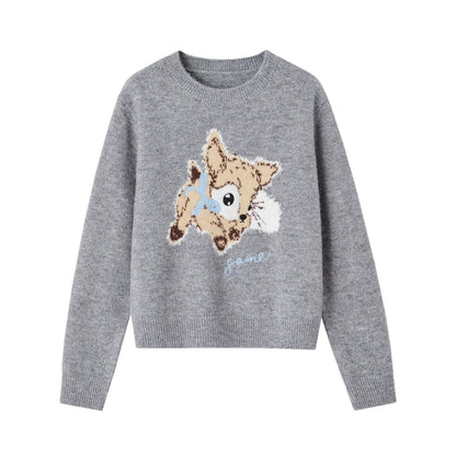 Plush Deer Jacquard Crewneck Sweater