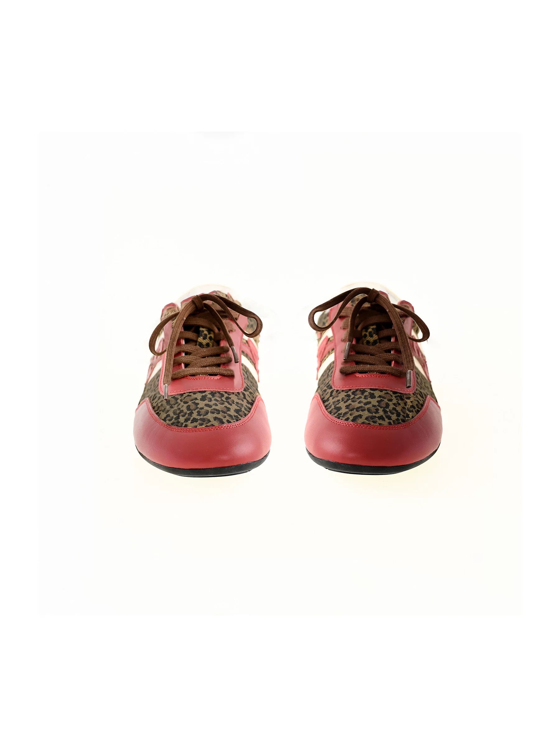 Leopard-Panel Low-Top German Trainer Sneakers