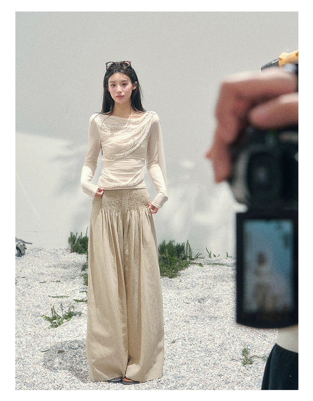 She Kissed Frost Rhinestone Sheer Top