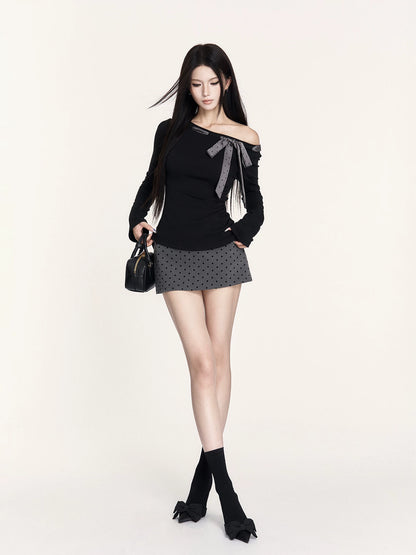 Bow Low-Rise Bodycon Mini Skirt