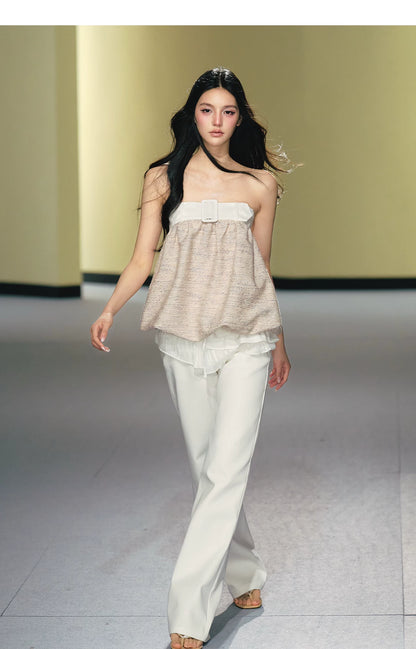 Ballet Lace-Trim Deconstructed Flare Pants