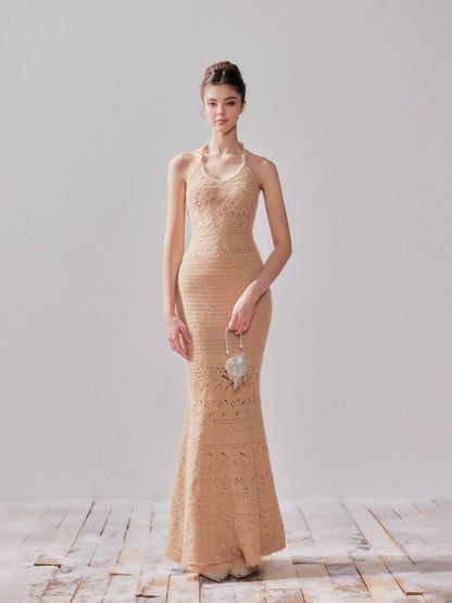 Amber Glow Knit Cardigan &amp; Mermaid Dress Set