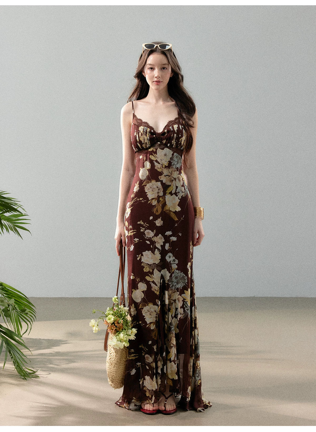 Dreamlike Summer Floral Chiffon Mermaid Slip Maxi Dress