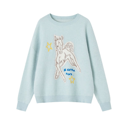 Cyber Pony Jacquard Oversized Knit Sweater