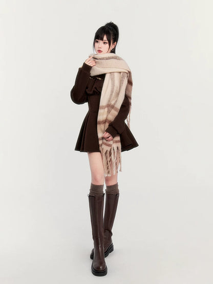 Fleece Waist-Cinching Sweatshirt Dress